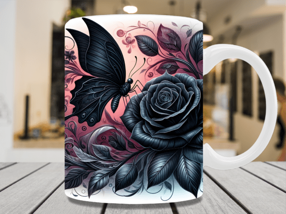 Download Floral Butterfly Dark Aesthetic Mug Wrap - Dark aesthetic Collection