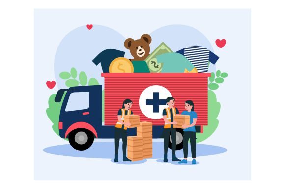 Download Charity Truck Donate in Flat Style - Premium Bundle