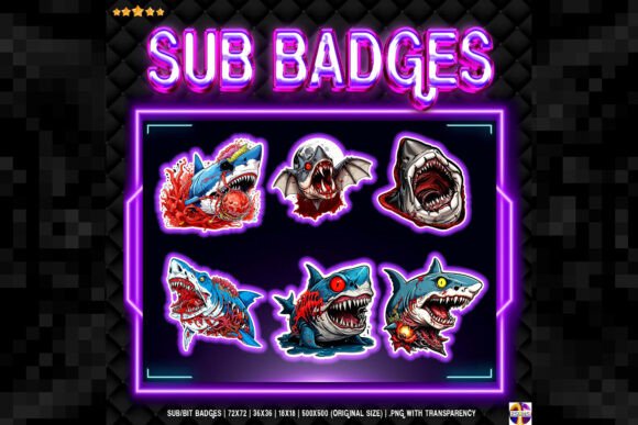 Download Shark Zombie Sub Badge for Twitch - Shark Collection
