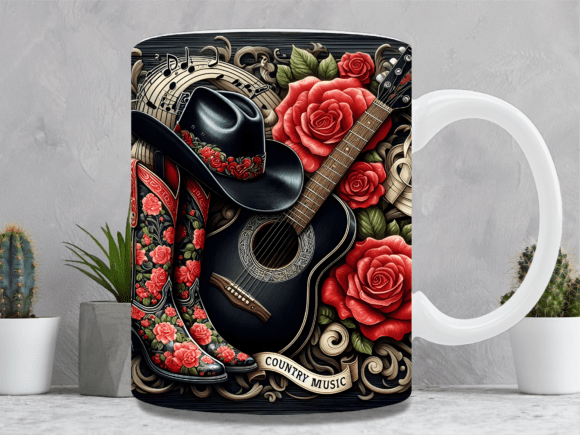 Download Dark Aesthetic Roses &amp; Guitar Mug Wrap - Dark aesthetic Collection